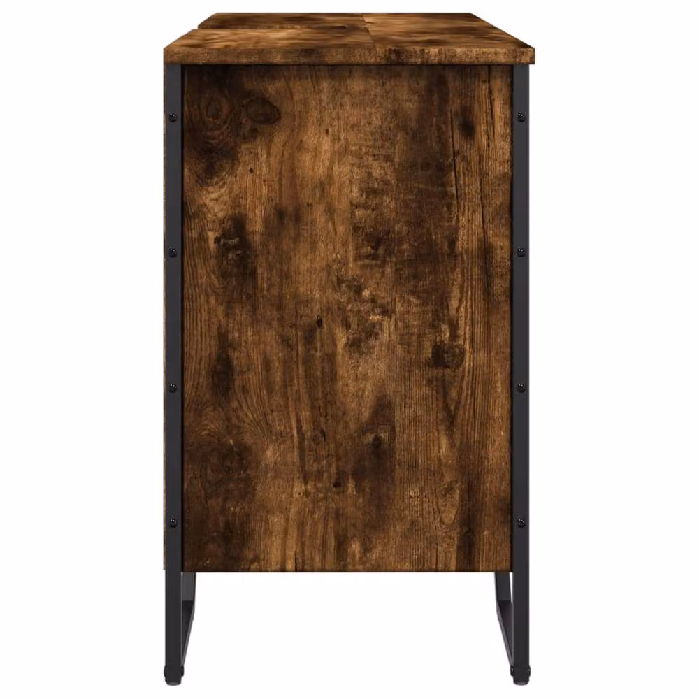 Berkfield Home Modern Freestanding Bathroom Sink Cabinet in Smoked Oak, W/D/H: 91 x 35 x 60 cm – 4
