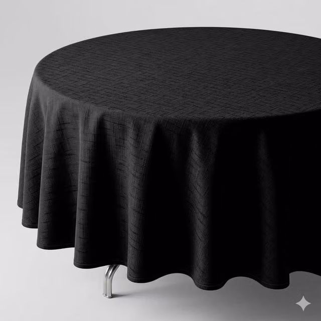 Luxury Living Round Linen-Look Tablecloth in Black, Diameter: 85 cm