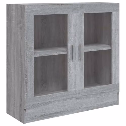vidaXL Vitrine Cabinet in Grey Sonoma with Glass Doors and Internal Shelves, W/D/H: 82.5 x 30.5 x 80 cm