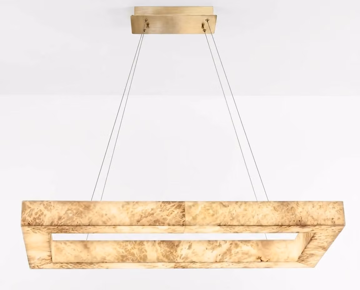 Araco Lumière Frozen Rove Alabaster Pendant Light in White and Gold/Brass
