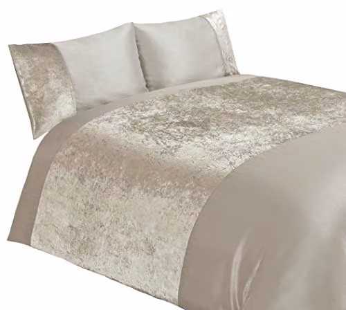 Rapport Home Plain Cream and Beige Duvet Cover and Pillowcase Set, W/D/H: 200 x 200 cm and 50 x 75 cm – 1