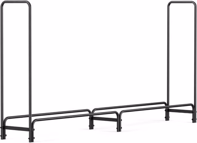 NESTLUNE Heavy Duty Metal Firewood Rack Holder in Black, W/D/H: 100 x 15 x 117.8 cm – 1