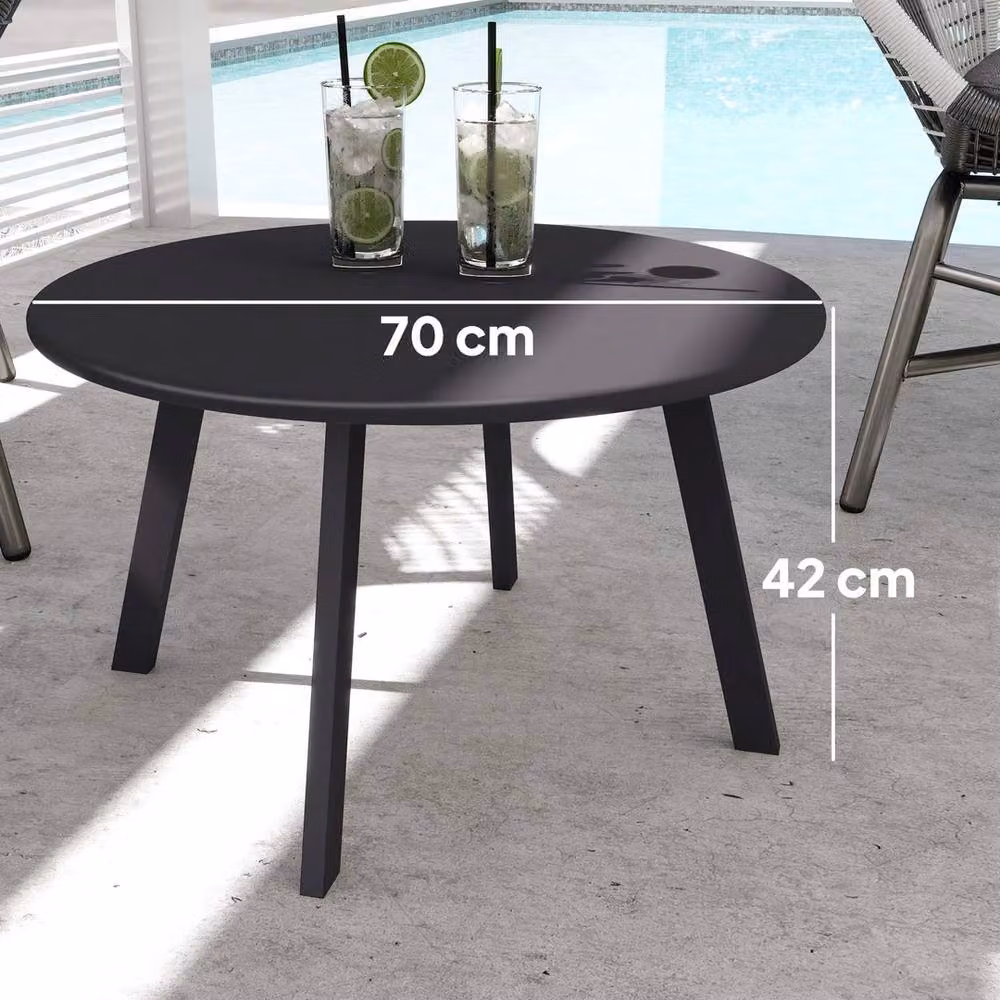 FORGEVIO Round Industrial Coffee Table in Black, Diameter: 70 cm, Height: 42 cm – 2