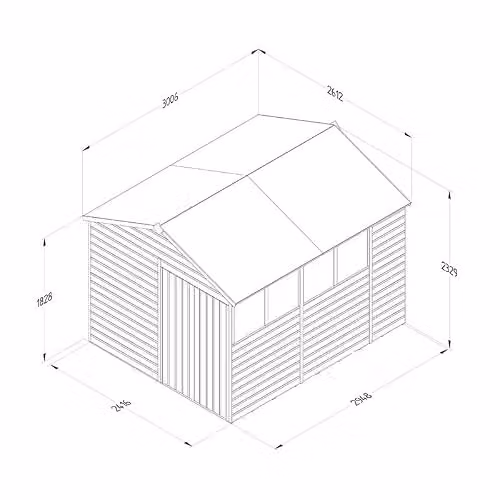 Forest Garden Brown Wooden Apex Gable Shed with 4 Windows and 2 Doors – 3