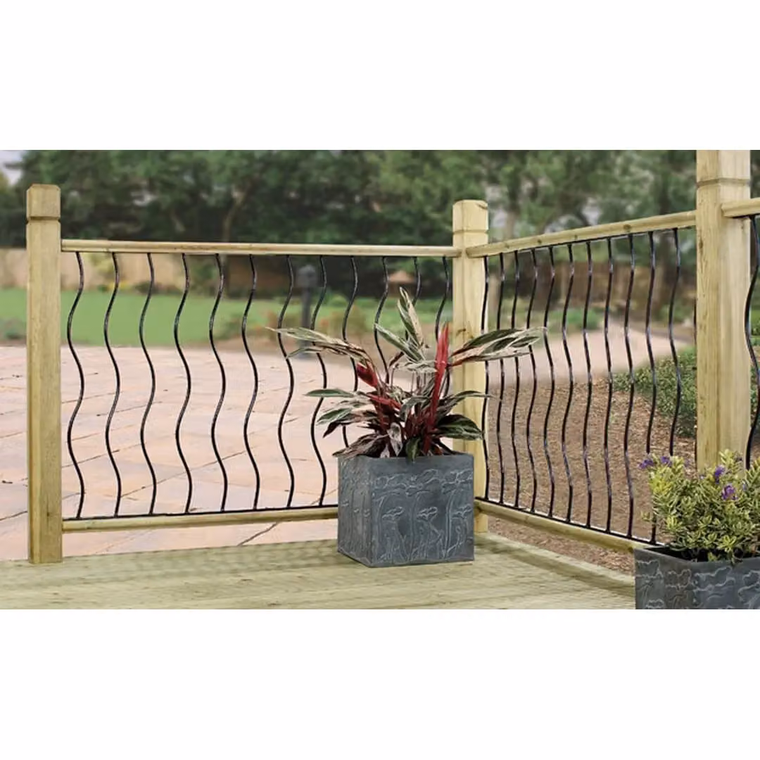 Burbage Iron Craft Coast Decking Fence Panels, Pack of 2, Black Powder-Coated Galvanised Steel, W: 28 cm, H: 77 cm – 2