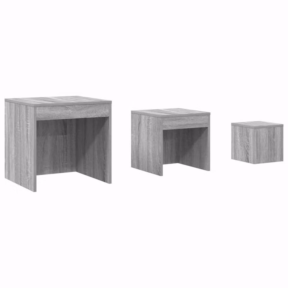 Berkfield Home Nesting Tables, 3 Piece Set in Grey Sonoma Engineered Wood – 2