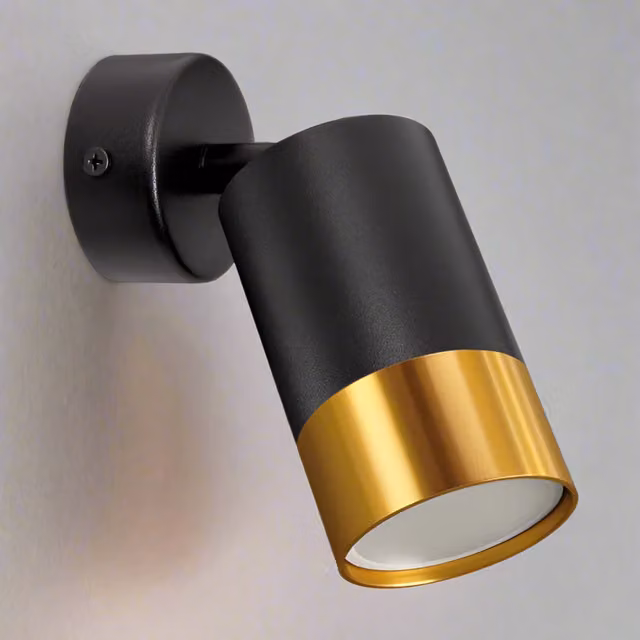 CGC PUZON Black Adjustable Surface Ceiling Flush Spotlight with Gold Bezel