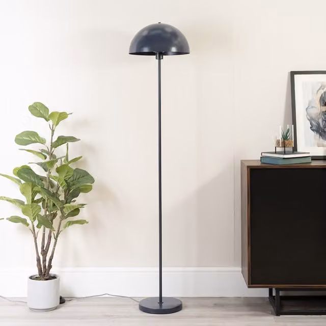 ValueLights Stassi Mid-Century Floor Lamp with Metal Dome Lampshade in Blue or Green