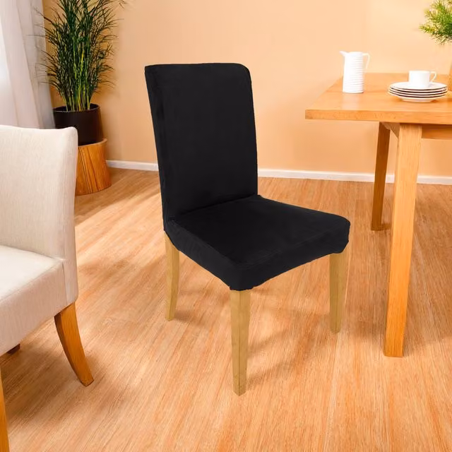 Gardenista Black Velvet Dining Chair Slipcovers with Removable Seat Protector