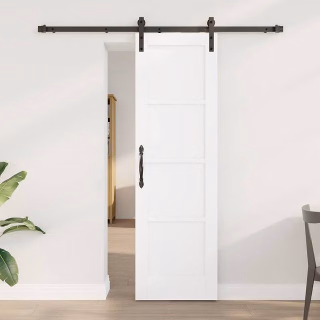 Berkfield Home Modern Lacquered White Sliding Door with Hardware Set, Solid Pine, W: 61 cm, H: 198.5 cm