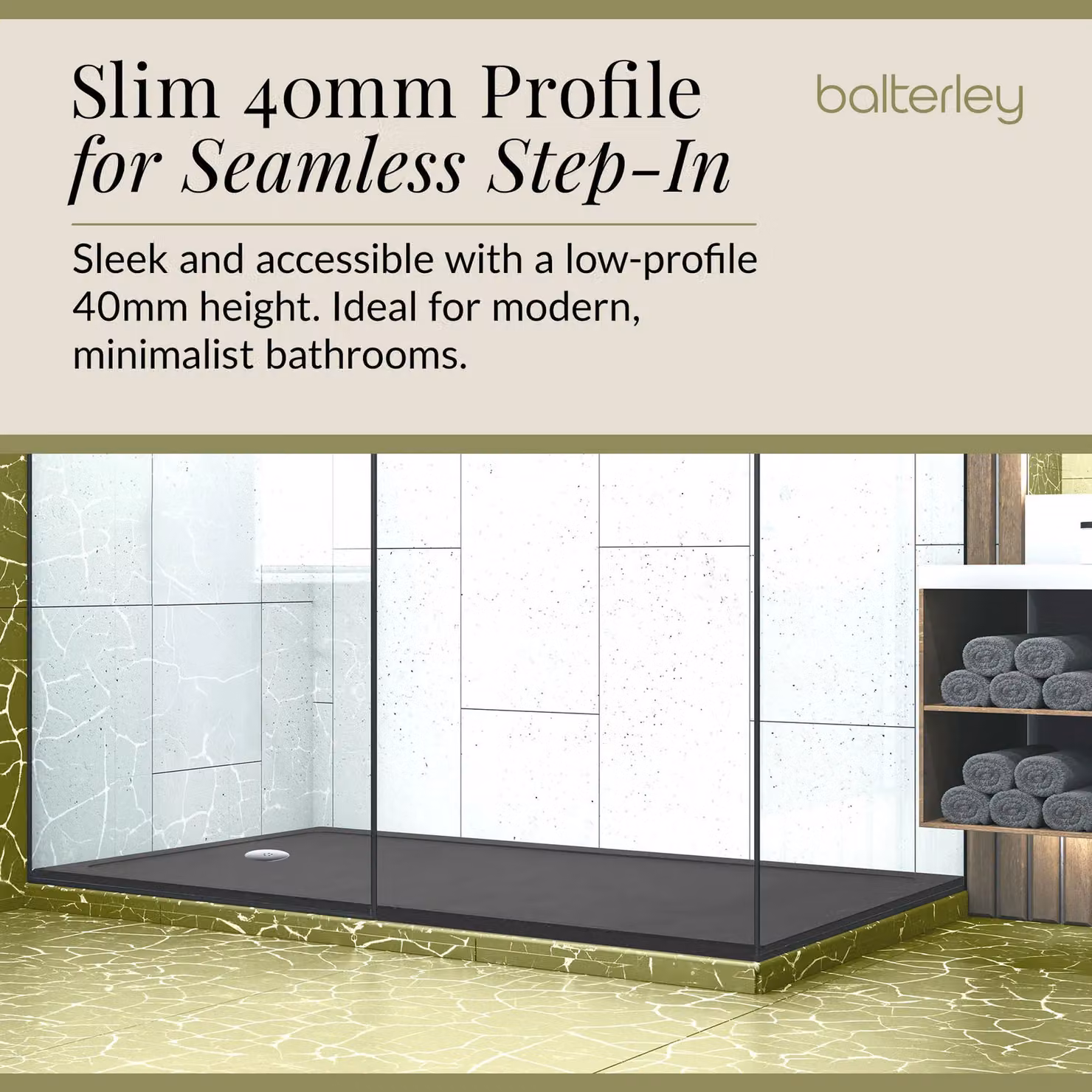 Balterley Rectangular Resin Mineral Cast Replacement Bath Shower Tray in Grey, W: 170 cm, D: 70 cm – 4
