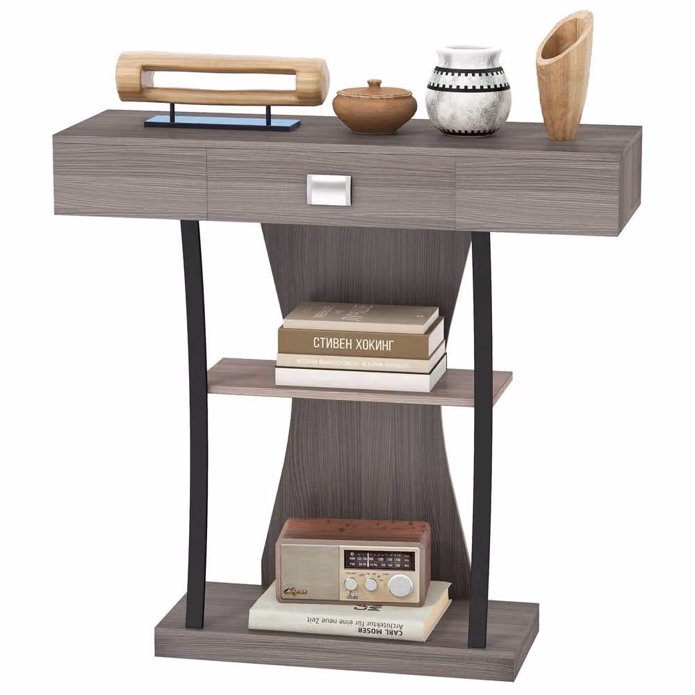CASART Modern Grey Console Table with Drawer for Living Room or Hallway – 2