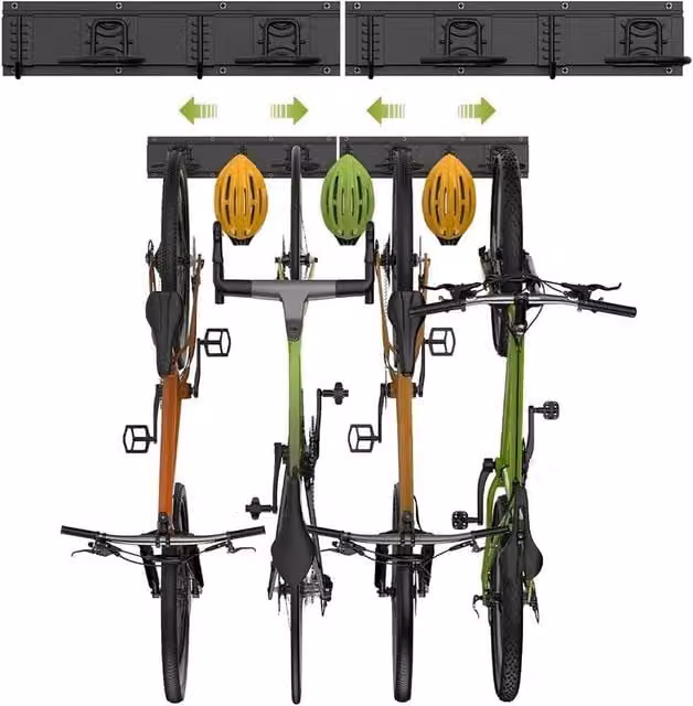 FORGEVIO Black Metal Bike Storage Rack for 4 Bikes and 3 Helmets, Width: 81.28 cm – 1