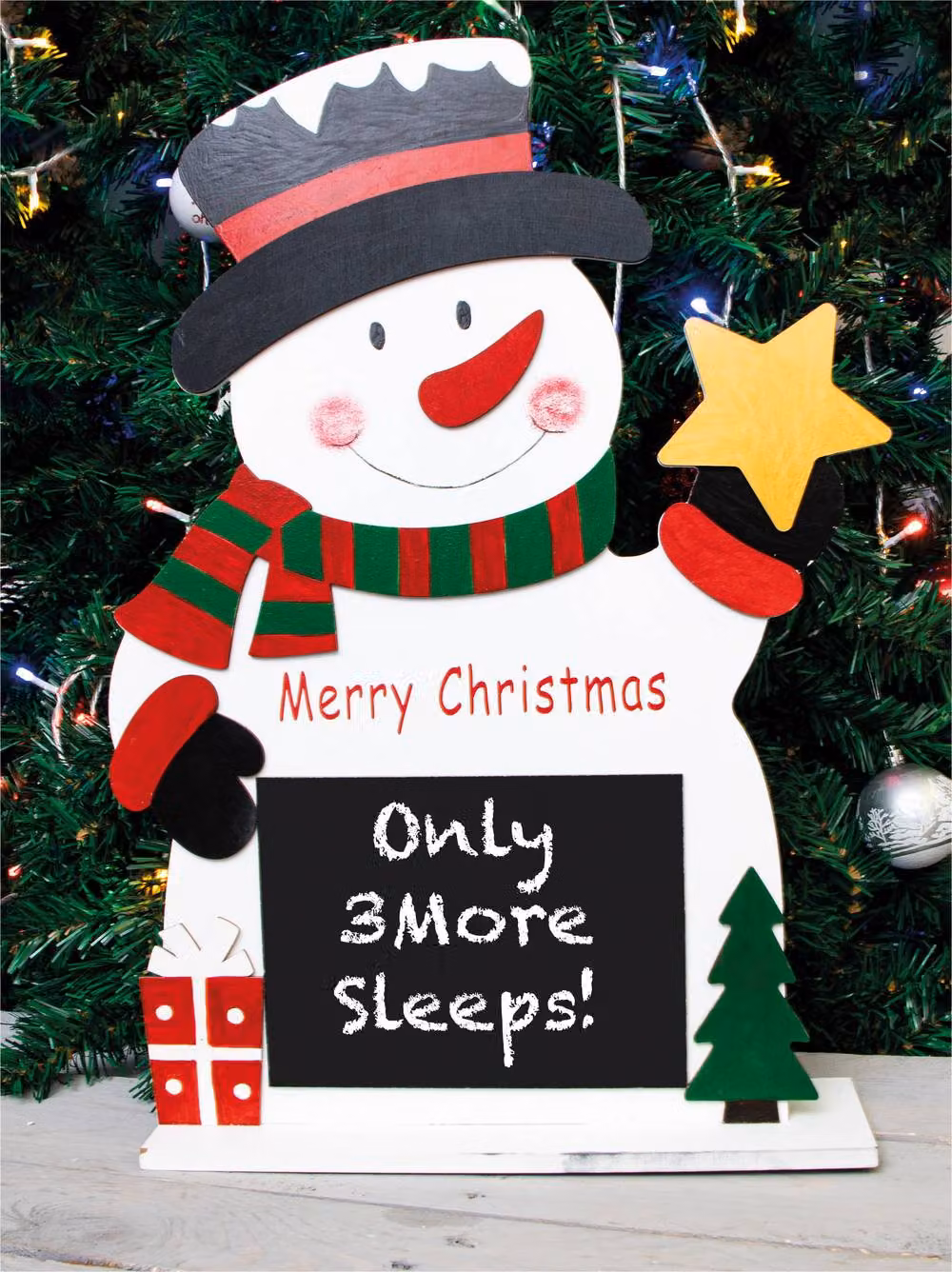 mysmartbuy Wooden Snowman Chalkboard Tabletop Christmas Blackboard in Multicolour – 3