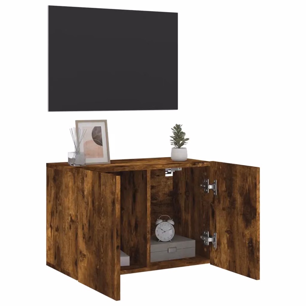 Berkfield Home Wall-mounted TV Cabinet in Smoked Oak Brown, W: 60 cm, D: 30 cm, H: 41 cm – 4
