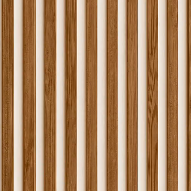 Svedia Wood Slat Panel 3D Realistic Textured Wallpaper in Walnut White and Brown Vinyl