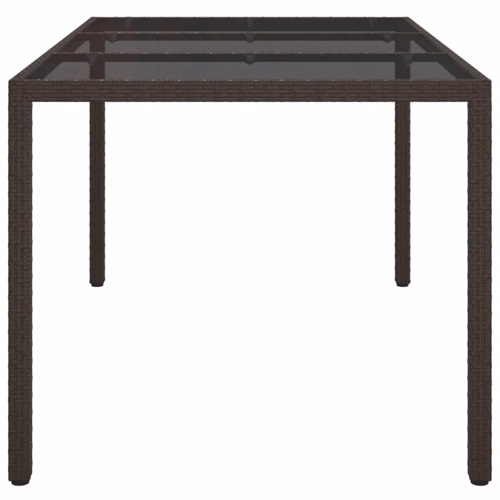Berkfield Home Brown Poly Rattan Garden Table with Tempered Glass W/D/H: 150 x 90 x 75 cm – 2