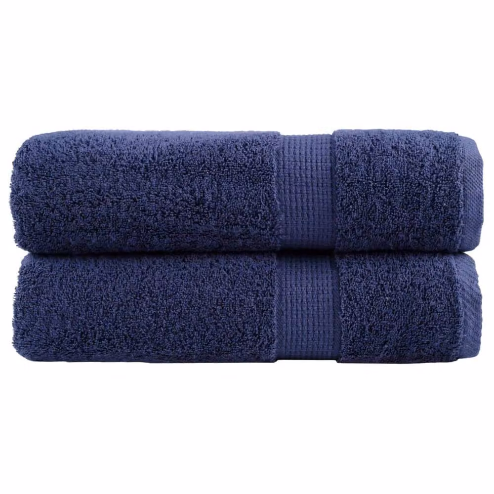 Berkfield Home SOLUND Premium Cotton Terry Hand Towels, 2 Pack, Navy Blue, W: 50 cm, L: 100 cm, 600gsm – 2