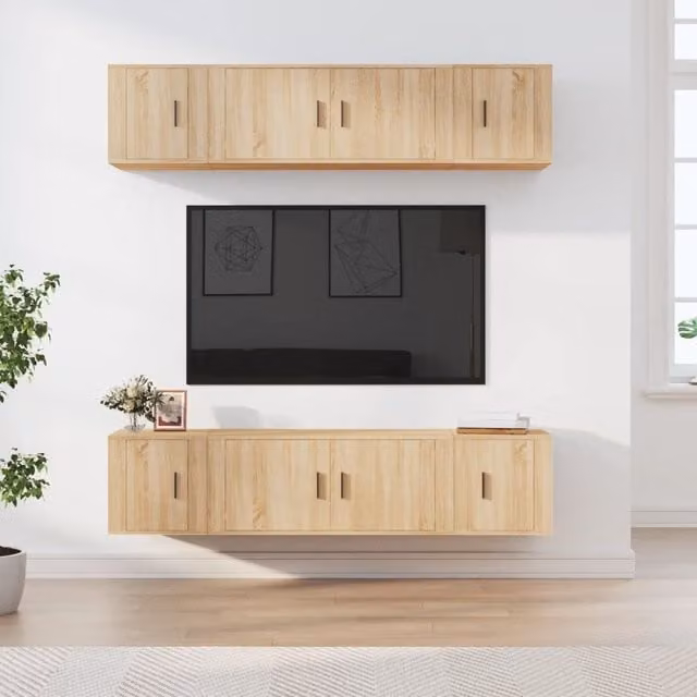 Berkfield Home 6 Piece Classic TV Cabinet Set in Sonoma Oak Brown Engineered Wood