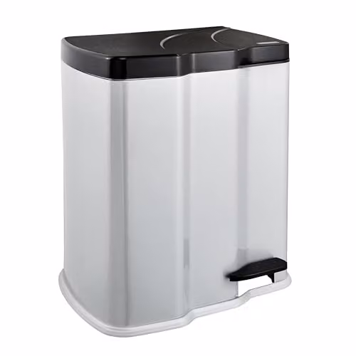 Keeeper Gunnar Pedal Bin with 2 Waste Compartments, 7 Litre + 15 Litre, Silver – 1