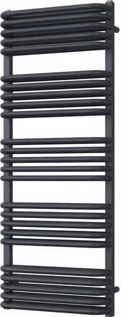 UK Radiators Crossmoor Anthracite Round Tube Designer Heated Towel Rail, H: 126.9 cm, W: 50 cm