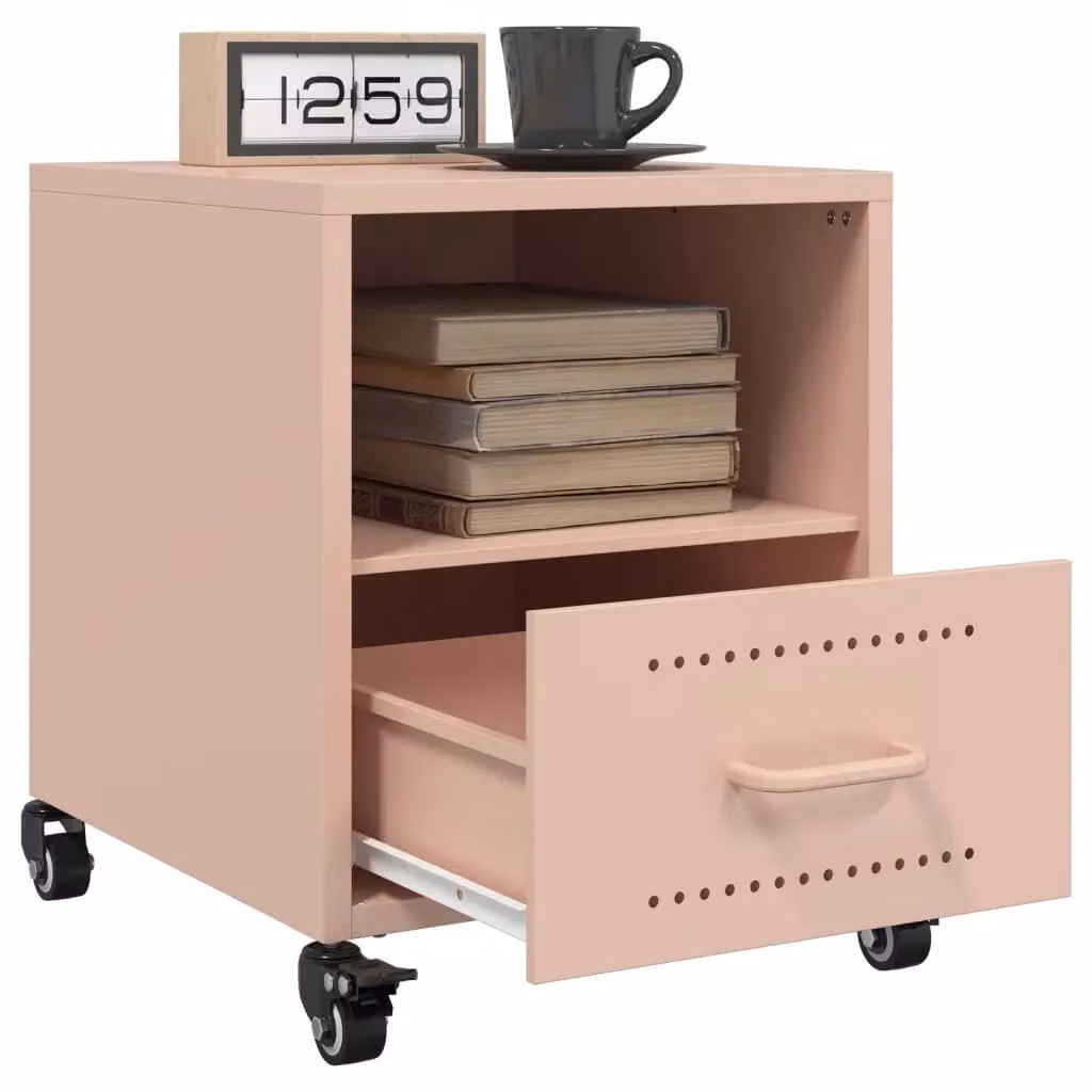 Berkfield Home Set of 2 Pink Metal Bedside Cabinets, W/D/H: 36 x 39 x 43.5 cm – 2