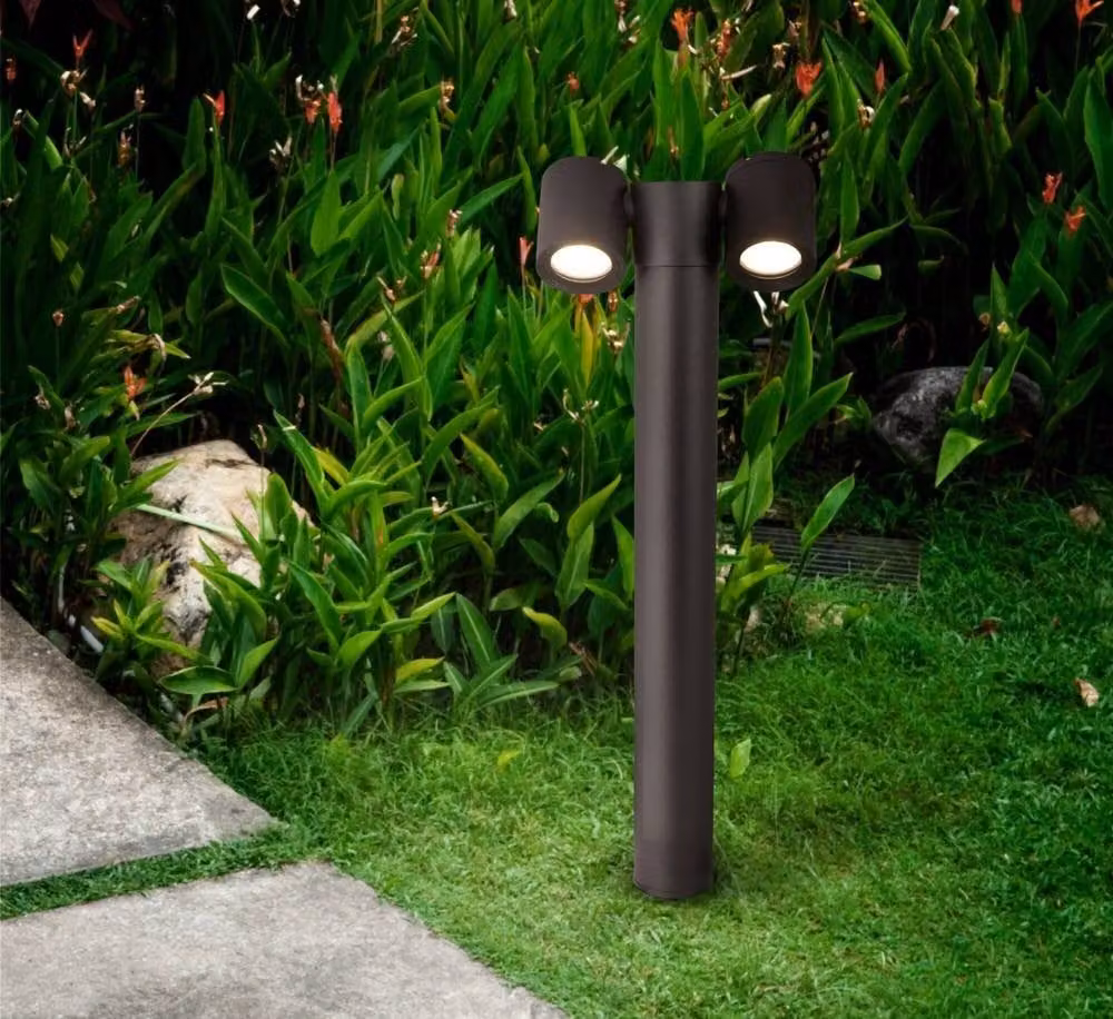 Netlighting Wall Street Black Metal Outdoor Floor Bollard Lighting with 2 Adjustable GU10 LED Lights, IP54 Rated – 2