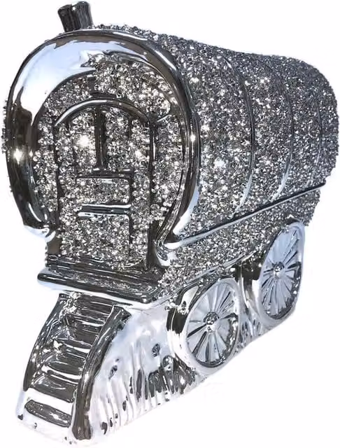 DEENZ Silver Metal Gypsy Caravan Wagon Boho Tabletop Ornament