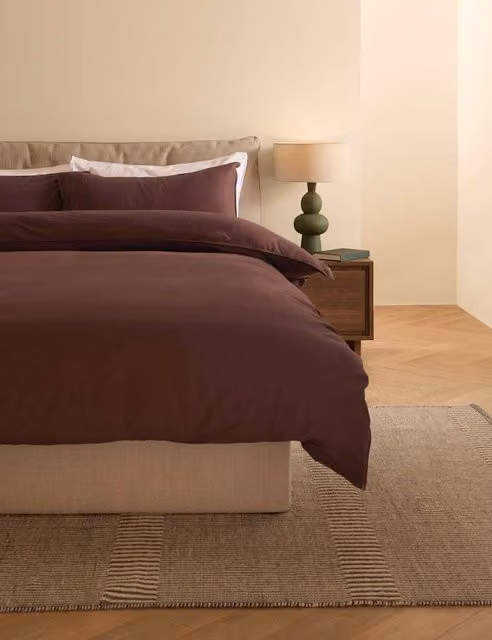MADE Pure Cotton Textured Duvet Cover Set, Brown, W: 180 cm x H: 200 cm