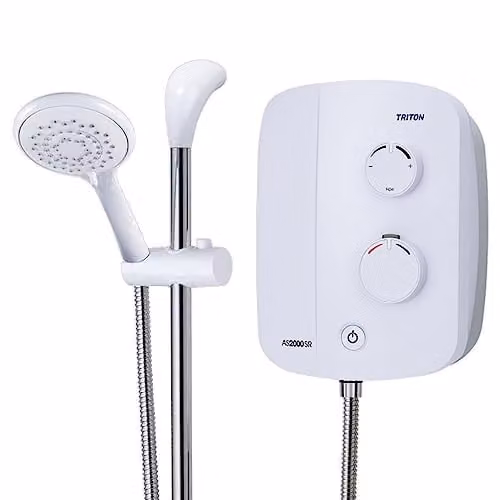 Triton AS2000SR Silent Running Thermostatic Power Shower in White and Chrome – 1