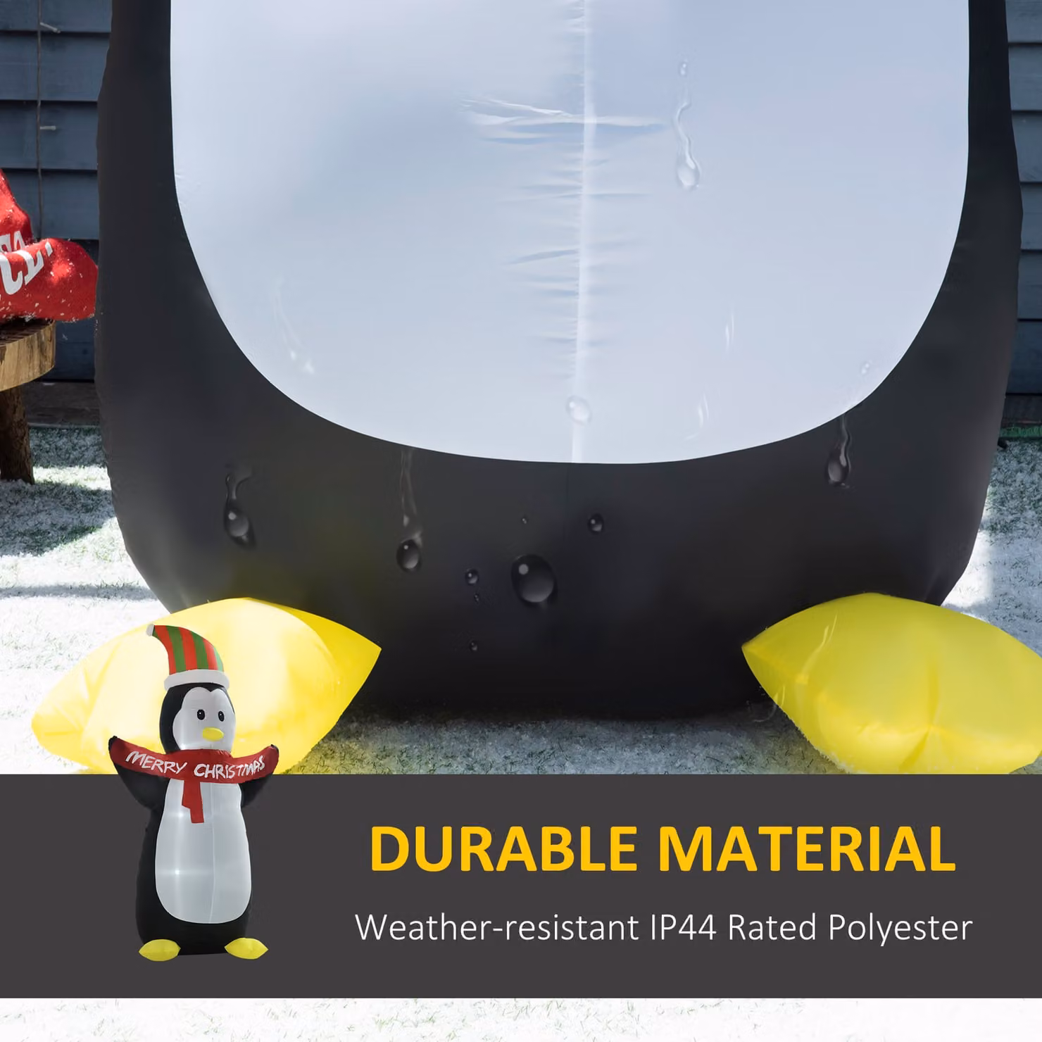 HOMCOM 243cm Inflatable Penguin Christmas Decoration with Merry Christmas Banner and LED Lights for Indoor and Outdoor Use – 5