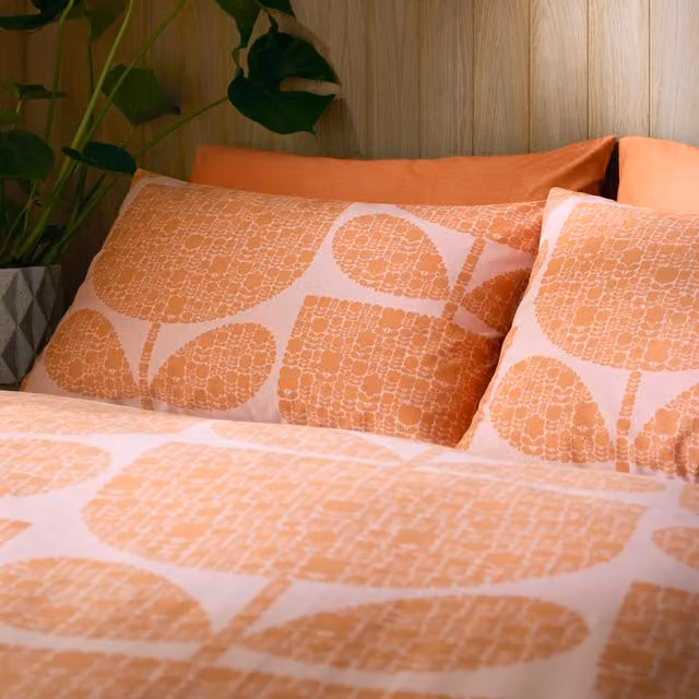 Orla Kiely Block Garden Floral Cotton Housewife Pillowcase in Orange Sorbet and Pink