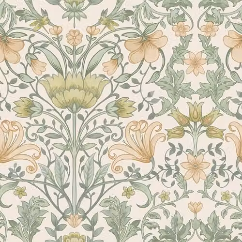Holden Decor Vintage Floral Botanical Wallpaper in Cream, Ochre, Yellow, Orange and Green – 1