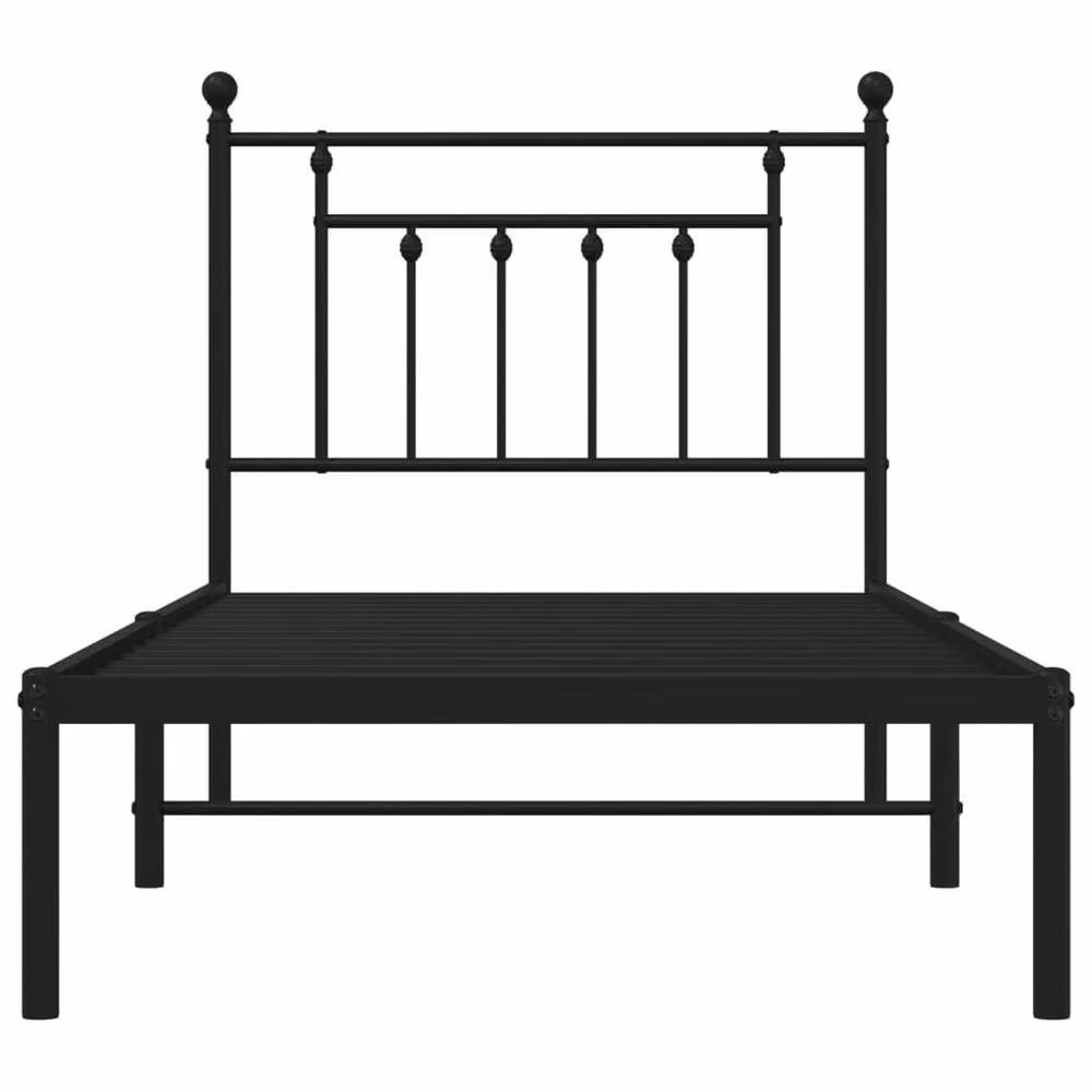 Berkfield Home Metal Bed Frame with Headboard, Black, W/D/H: 90 x 190 cm – 3
