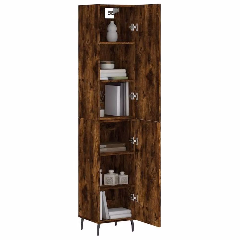 Berkfield Home Smoked Oak Highboard in Brown, W/D/H: 34.0 x 34.5 x 180 cm – 3