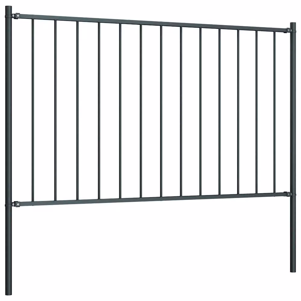 Berkfield Home Durable Powder-coated Steel Fence Panel with Posts, Anthracite Grey, H 170 cm x W 75 cm – 2