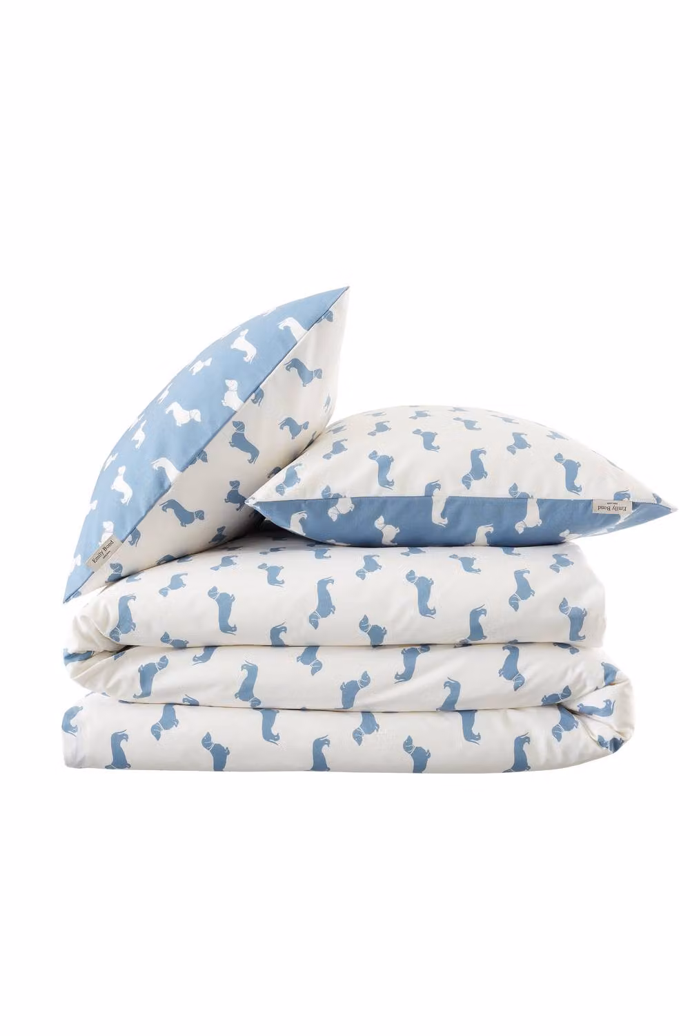 Emily Bond Peggy Dachshund Reversible Cotton Duvet Cover Set in Blue, 200 x 200 cm – 2