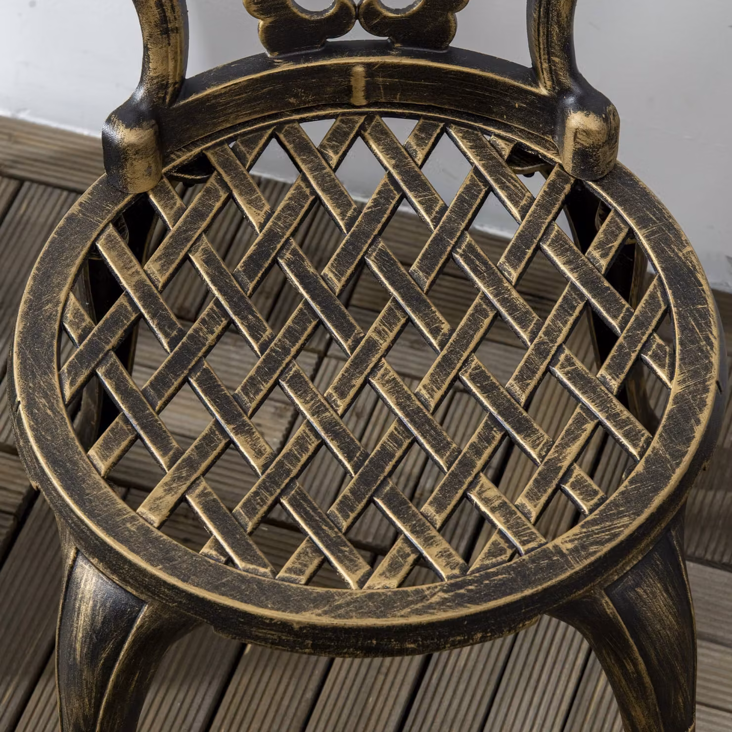 Outsunny 3 Piece Cast Aluminium Garden Bistro Set with Parasol Hole in Bronze Brown – 6
