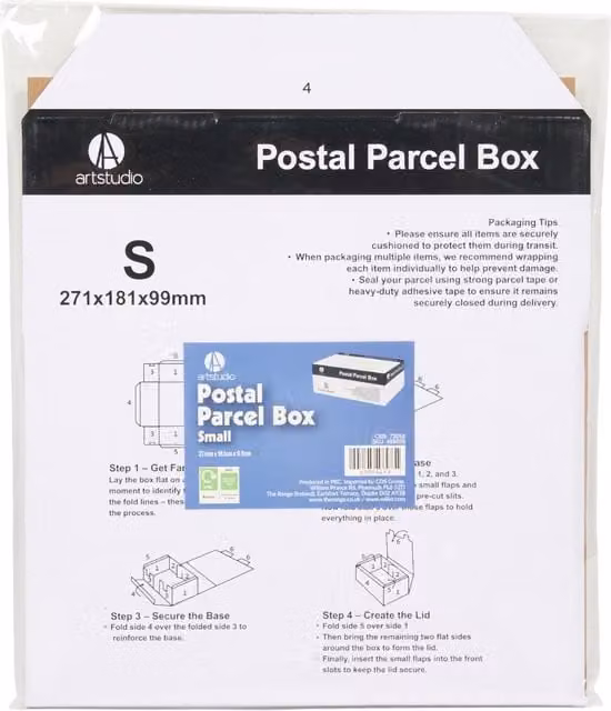 Art Studio Small Paper Postal Parcel Box with Fold Flap