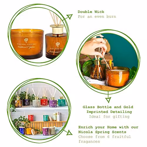 Nicola Spring Sandalwood & Jasmine Scented Soy Wax Candle, 350g, Orange – 3