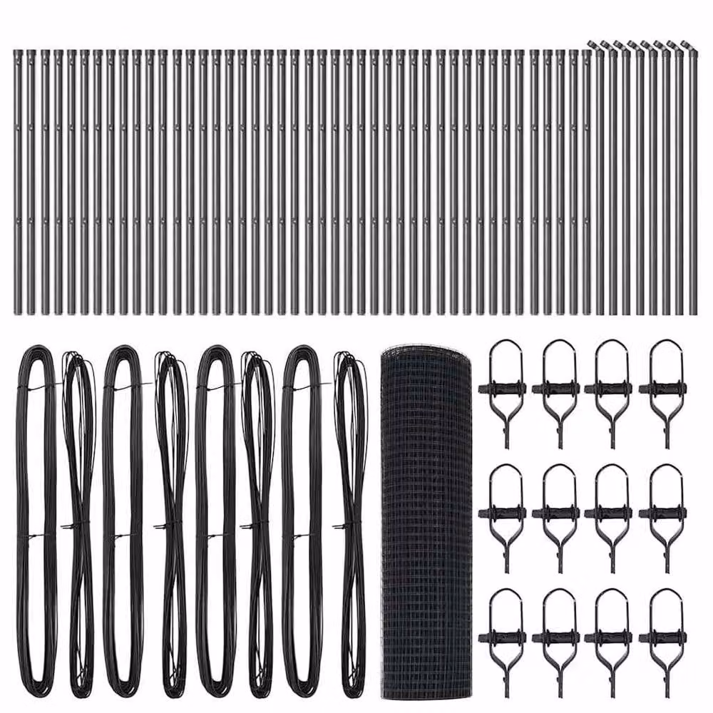 Berkfield Home Modern Welded Wire Fence with 13 Posts, Grey Powder-Coated Steel – 4