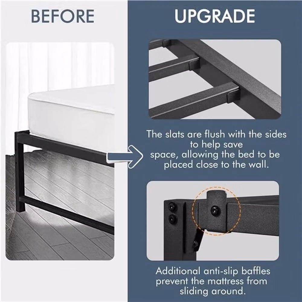 PAWNORA Metal Platform Bed Frame, Black, W/D/H: 135 x 190 x 36 cm – 3
