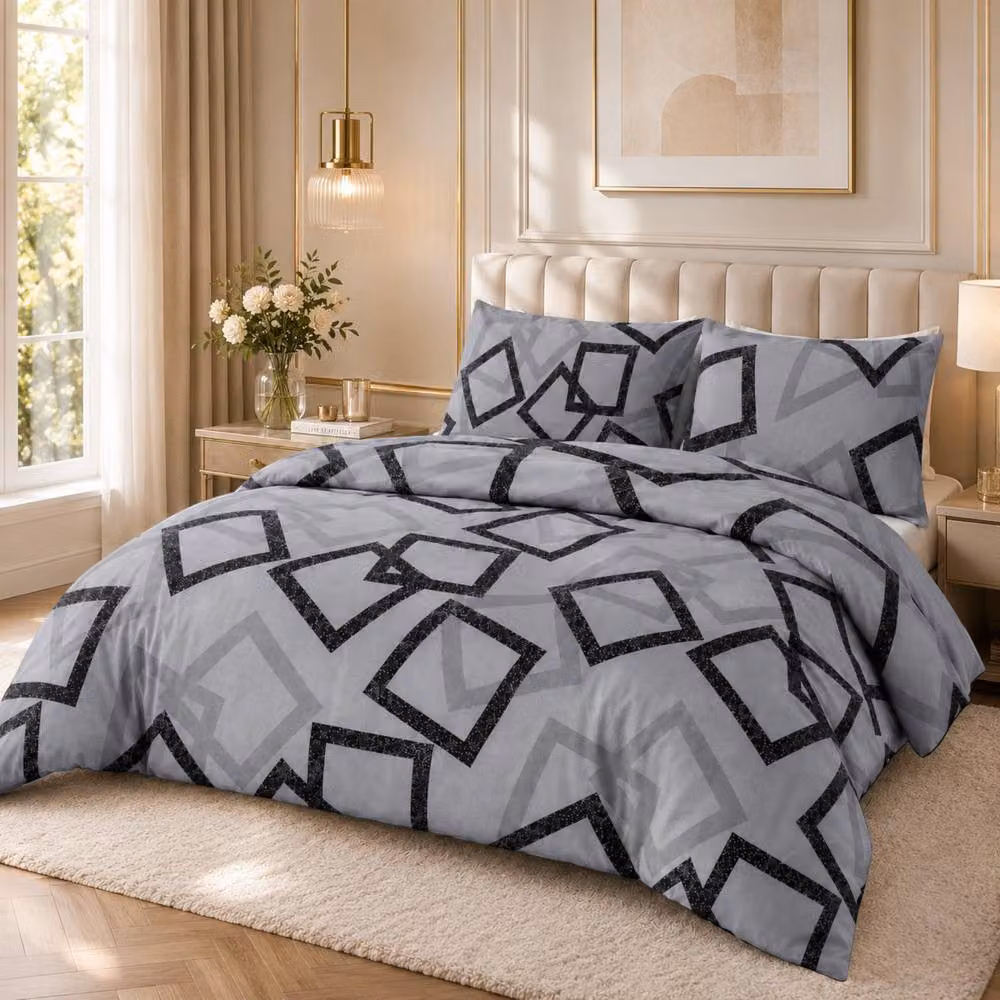 Pamposh Reversible Microfibre Duvet Cover Set in Grey, Black and Gold, W/D/H: 180 x 200 cm – 4