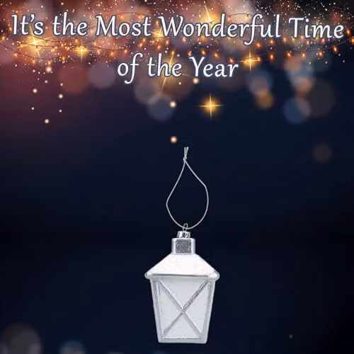 VFM e-Store White Glitter Lantern Christmas Tree Ornament, W/D/H: 12.5 x 7.5 x 7.5 cm – 3