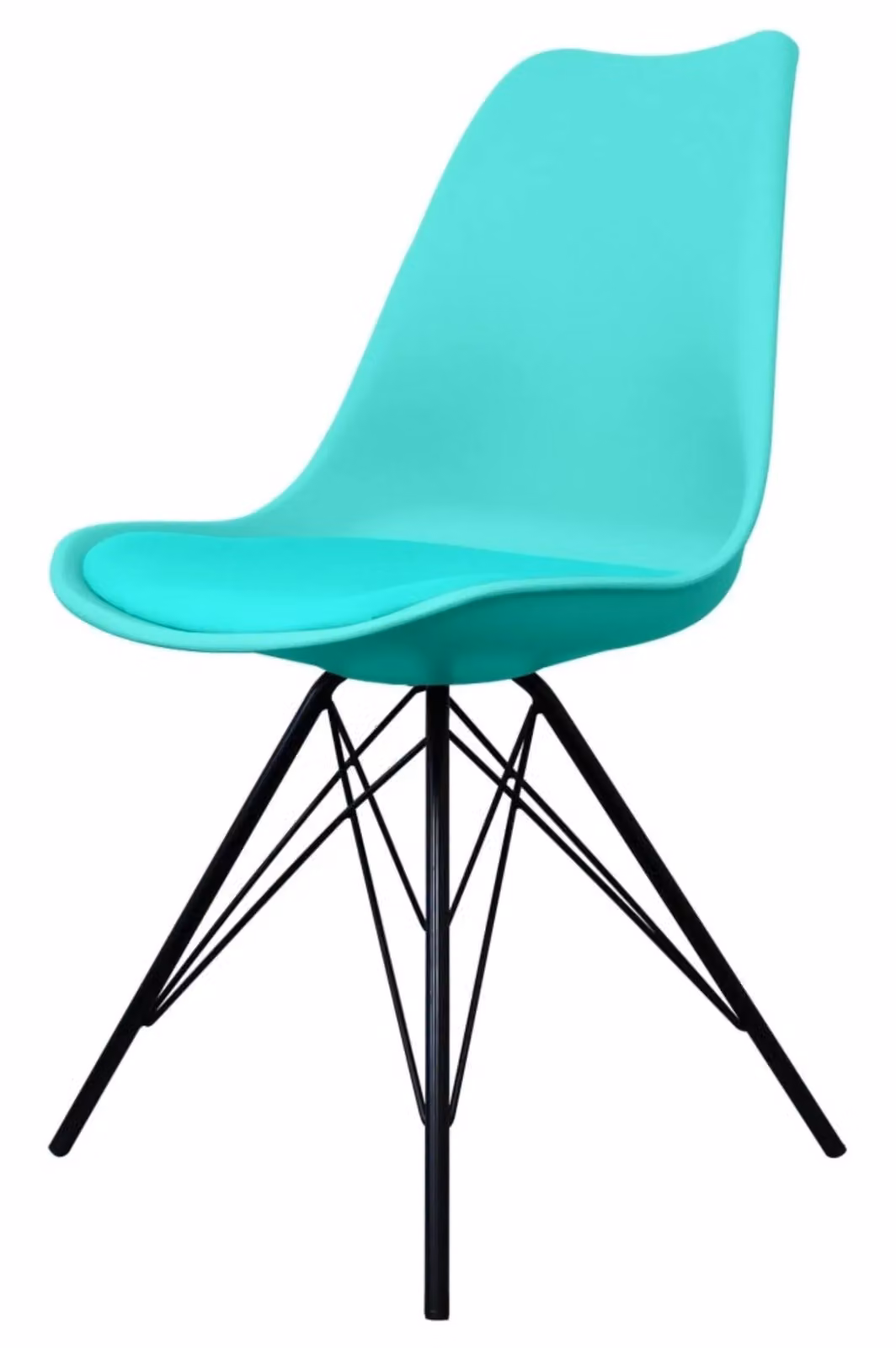 Fusion Living Soho Plastic Dining Chair with Black Metal Legs in Turquoise – 2