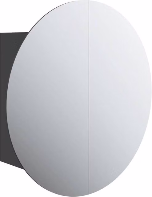 Berkfield Home Black Wall Mounted Bathroom Cabinet with Round LED Mirror W/D/H: 47 x 47 x 17.5 cm – 1