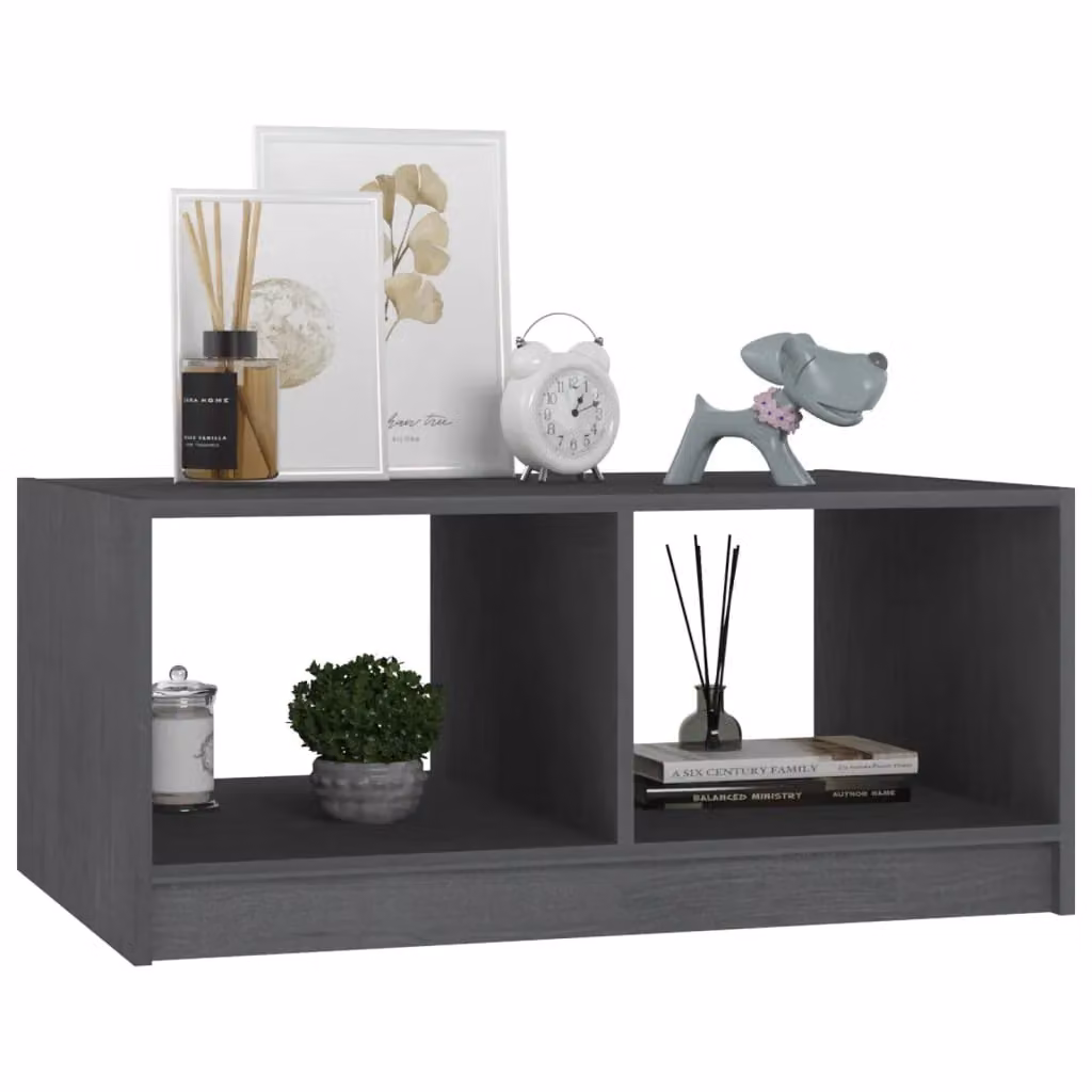 Berkfield Home Modern Grey Rectangular Coffee Table in Solid Pinewood, W: 75 cm, D: 50 cm, H: 33.5 cm – 3