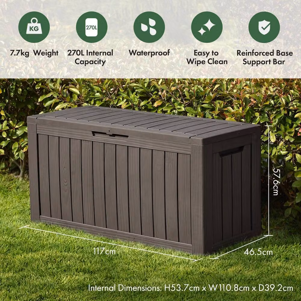 VonHaus 270L Grey Plastic Garden Storage Box – 2