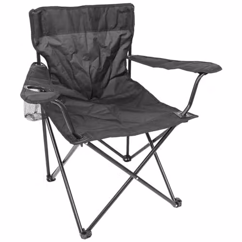 Harbour Housewares Folding Canvas Camping Chairs with Armrests in Matt Black - Pack of 2 – 3