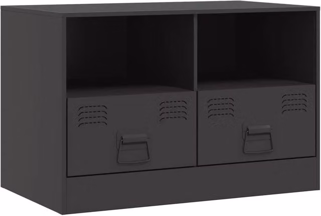 Berkfield Home Black Matt Metal TV Cabinet W: 67 cm, D: 39 cm, H: 44 cm